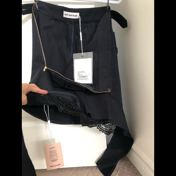 Self-portrait Navy Canvas Skirt - Picture 4 of 5